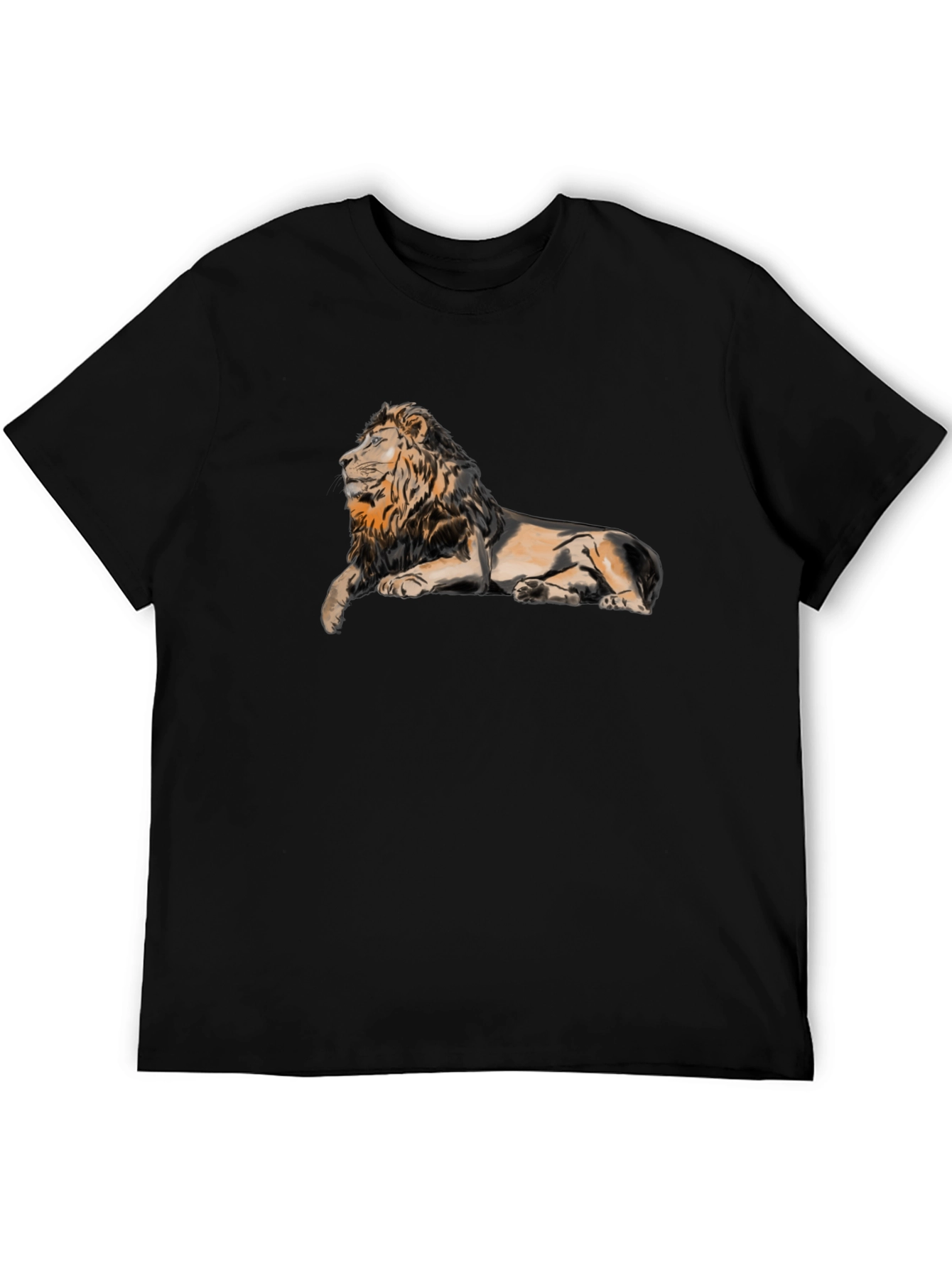 Lion Graphic Print T-Shirt - Black