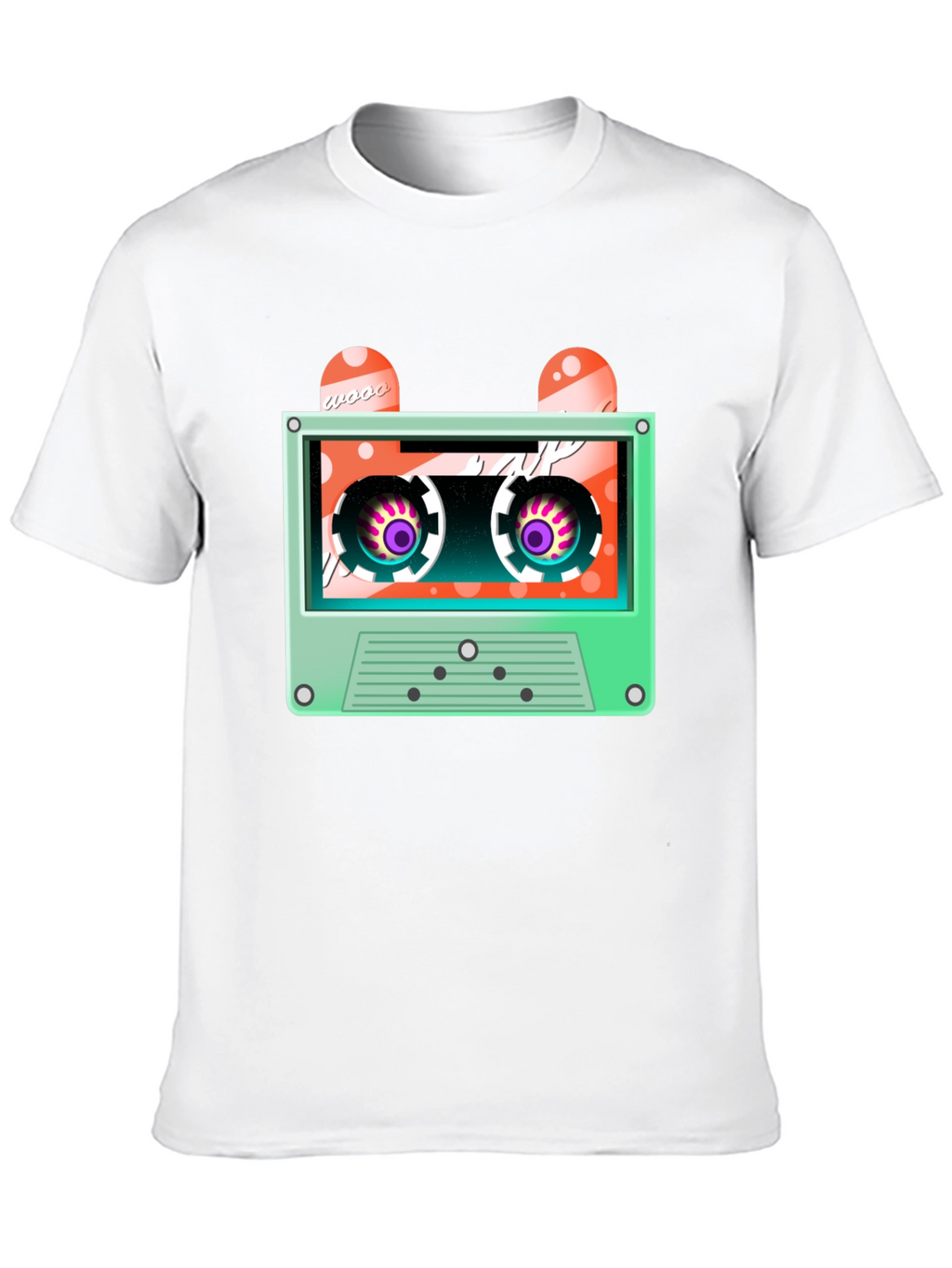 Retro Cassette Tape Graphic Tee - Black Cotton