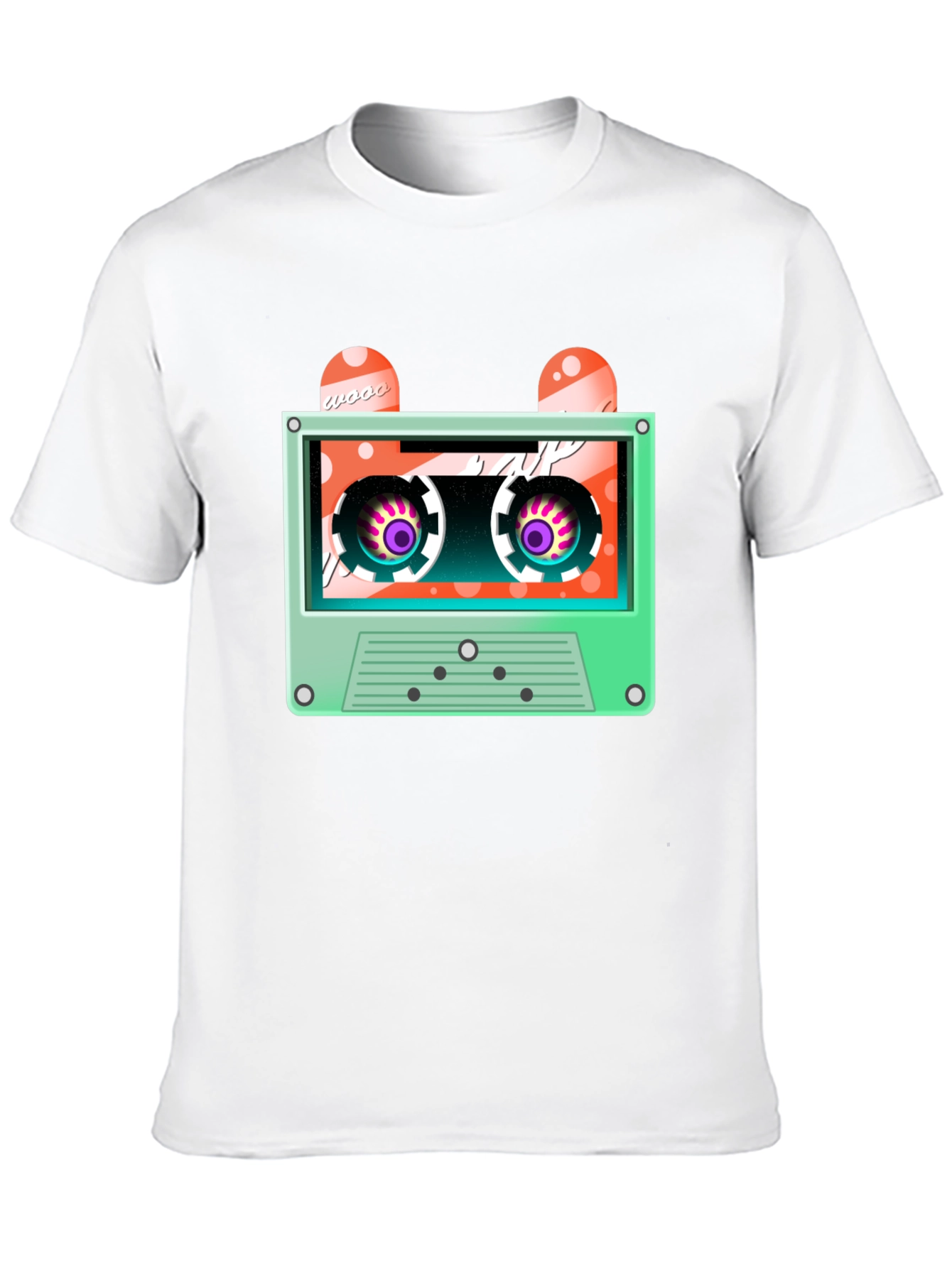 Retro Cassette Tape Graphic Tee - Black Cotton
