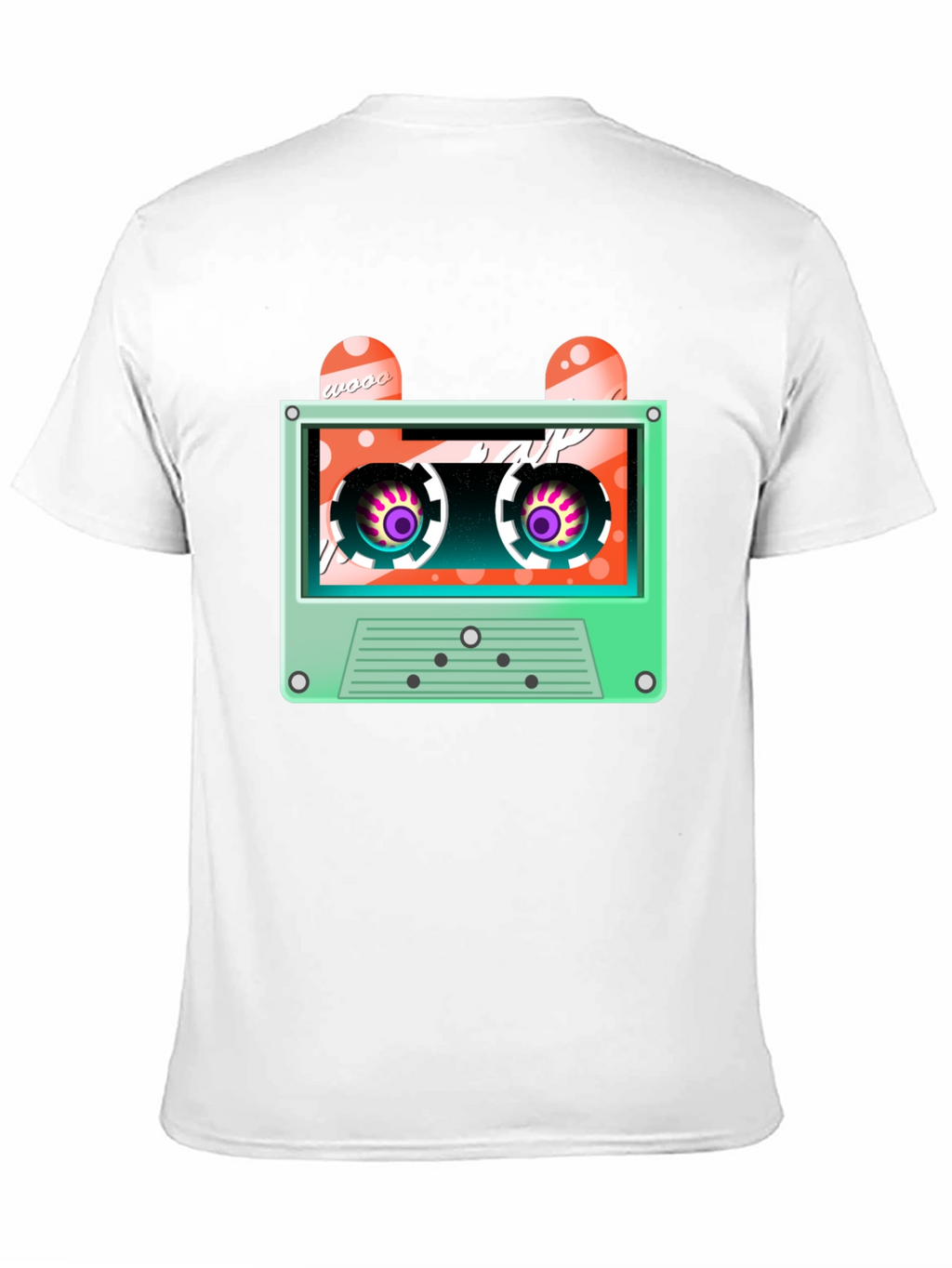 Retro Cassette Tape Graphic Tee - Black Cotton