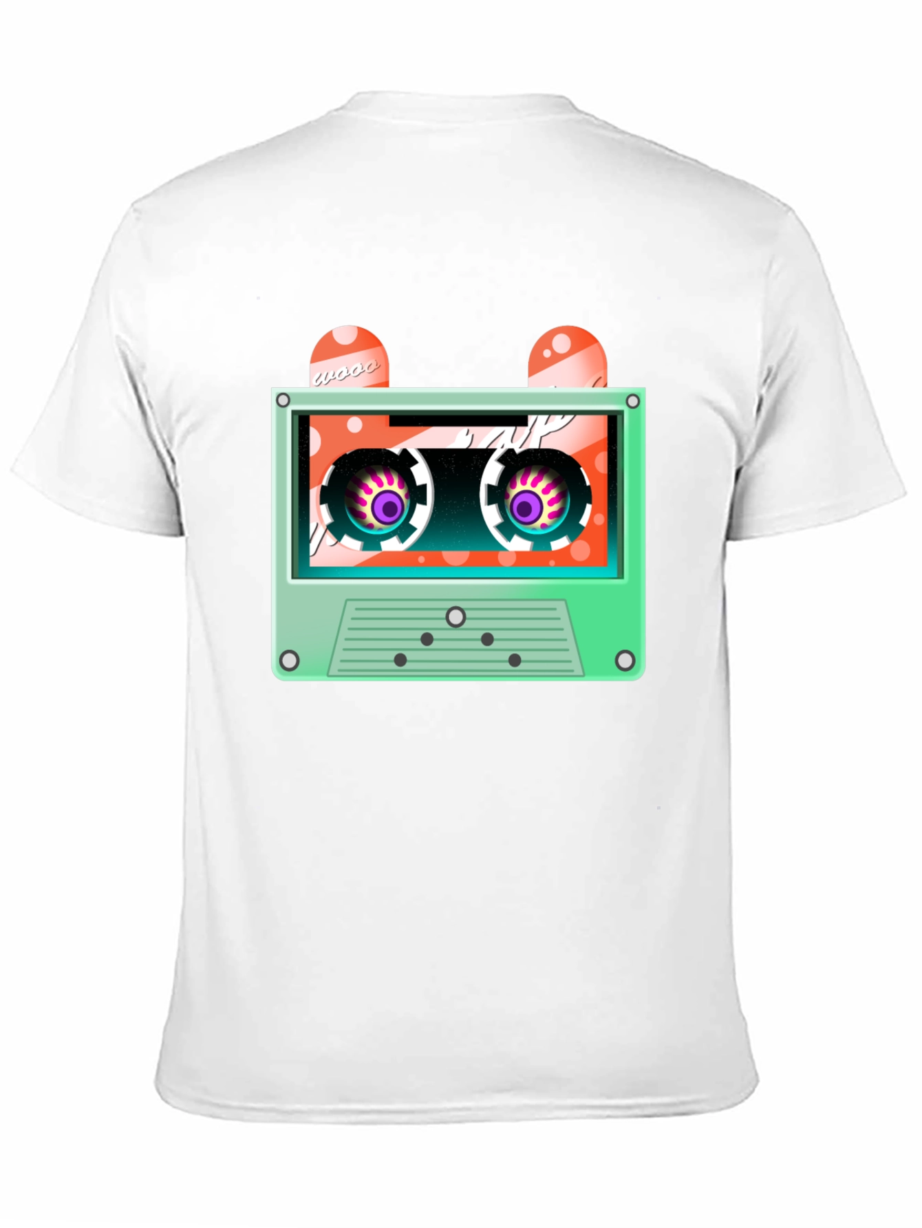 Retro Cassette Tape Graphic Tee - Black Cotton
