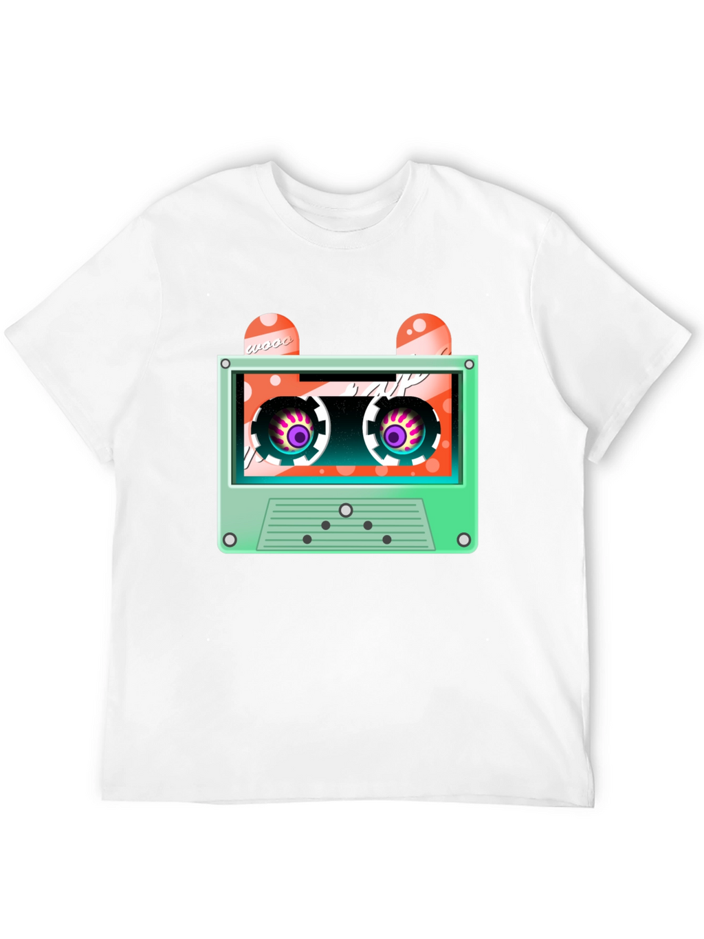 Retro Cassette Tape Graphic Tee - Black Cotton