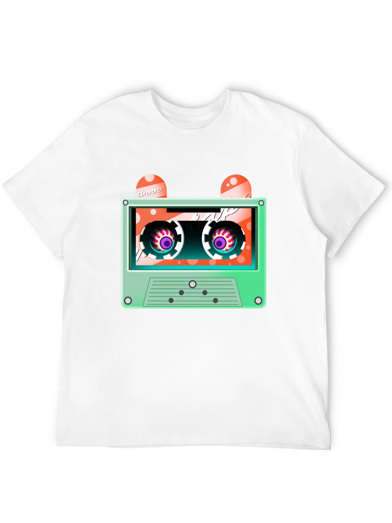 Retro Cassette Tape Graphic Tee - Black Cotton