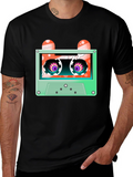 Retro Cassette Tape Graphic Tee - Black Cotton