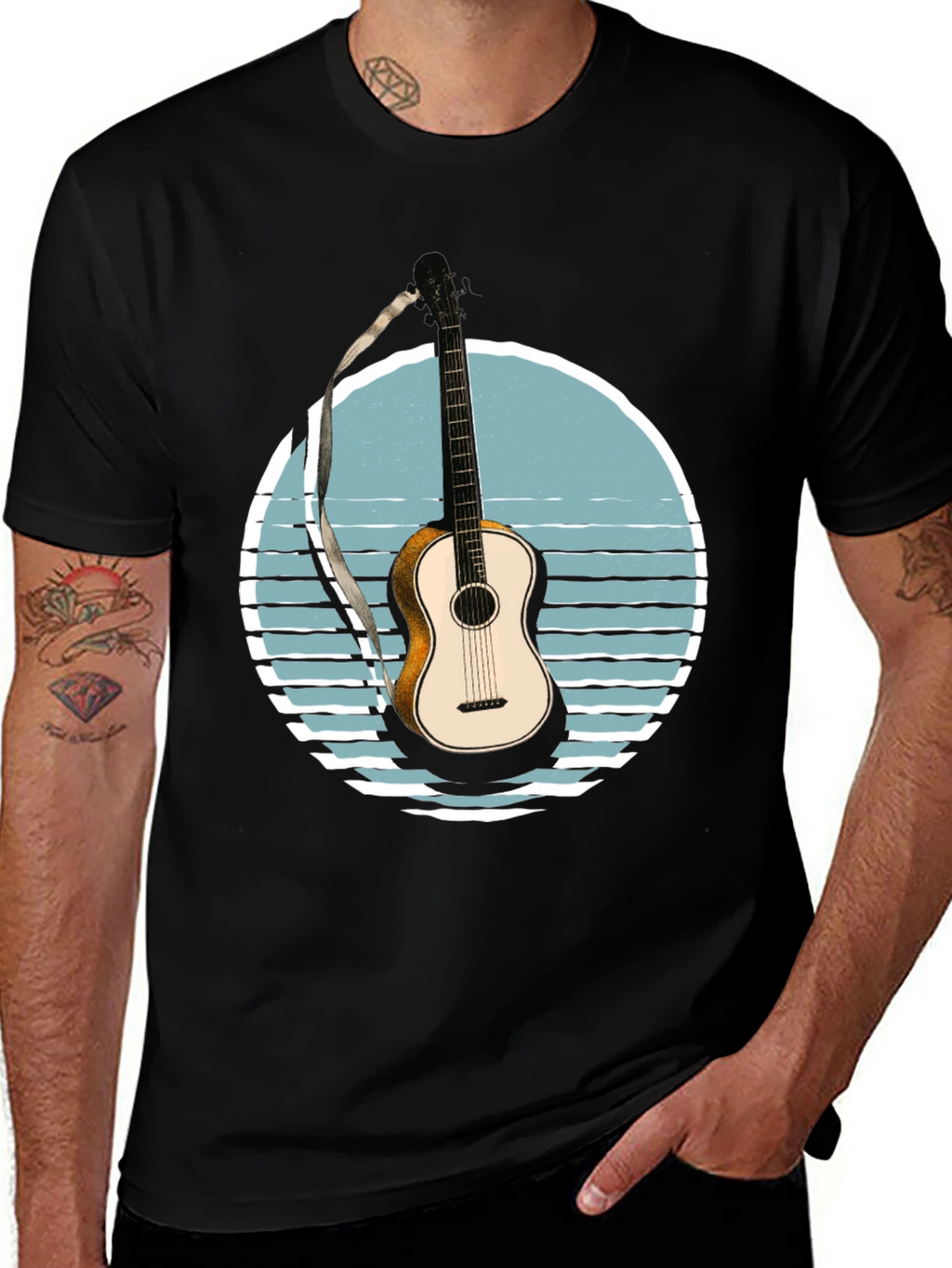 Guitar Sunset Graphic T-Shirt