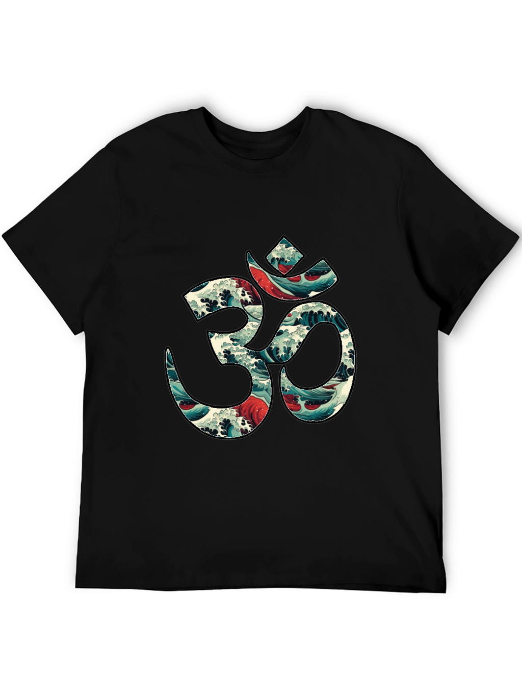 Om Wave Art Graphic Tee - Stylish Black T-Shirt