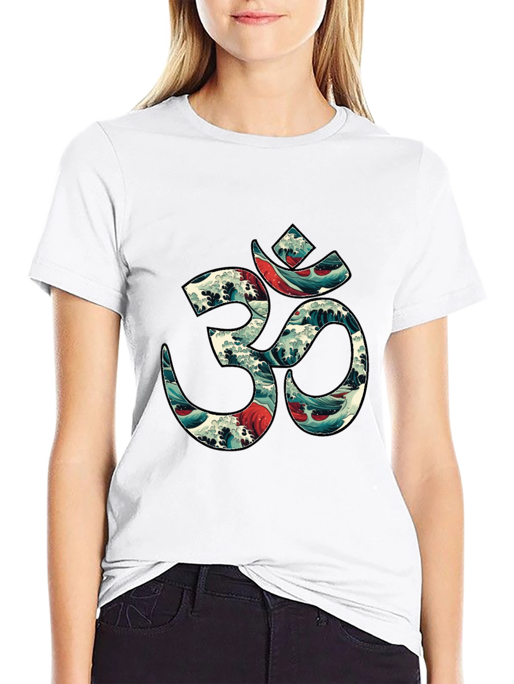Om Wave Art Graphic Tee - Stylish Black T-Shirt