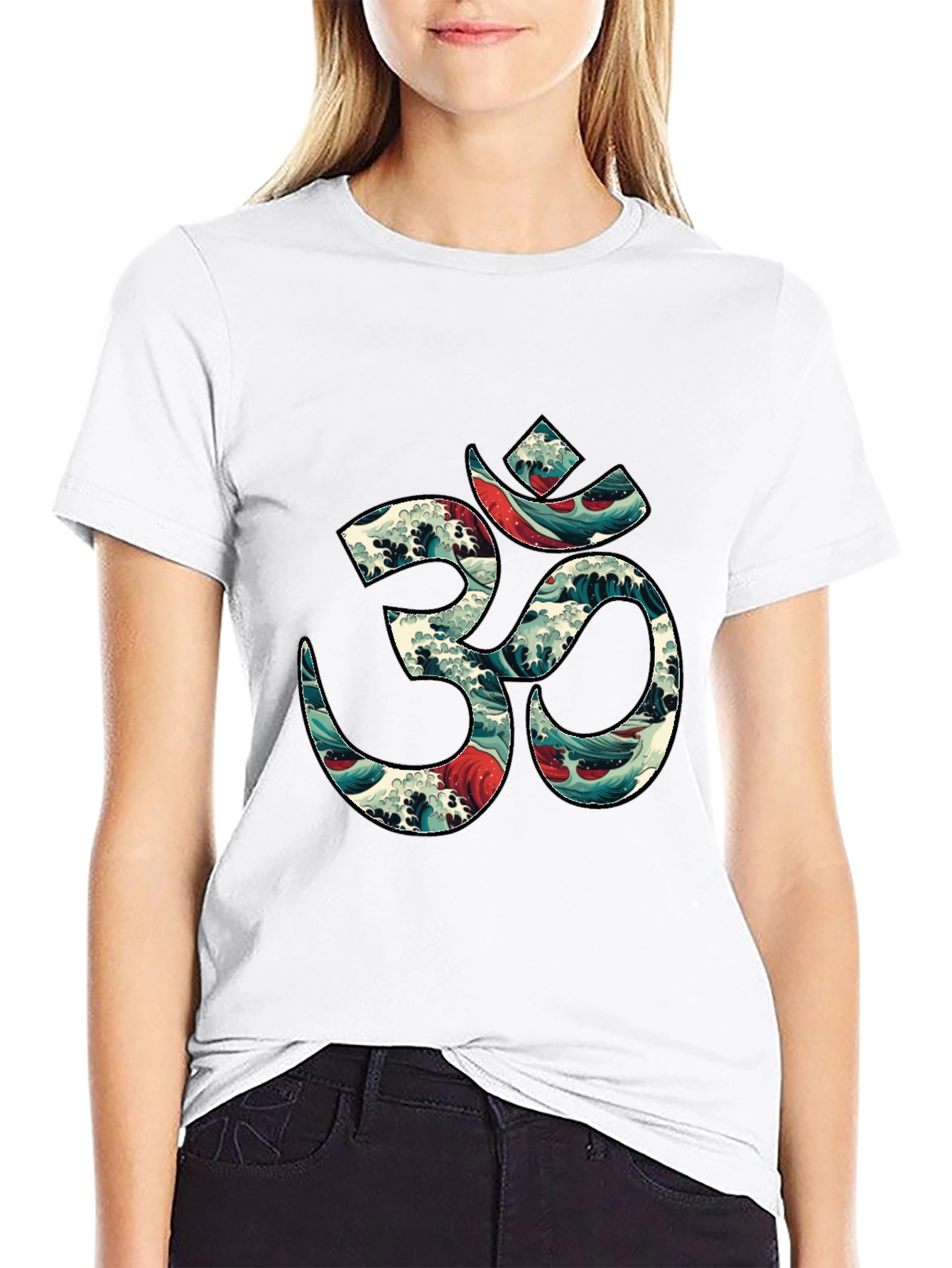 Om Wave Art Graphic Tee - Stylish Black T-Shirt