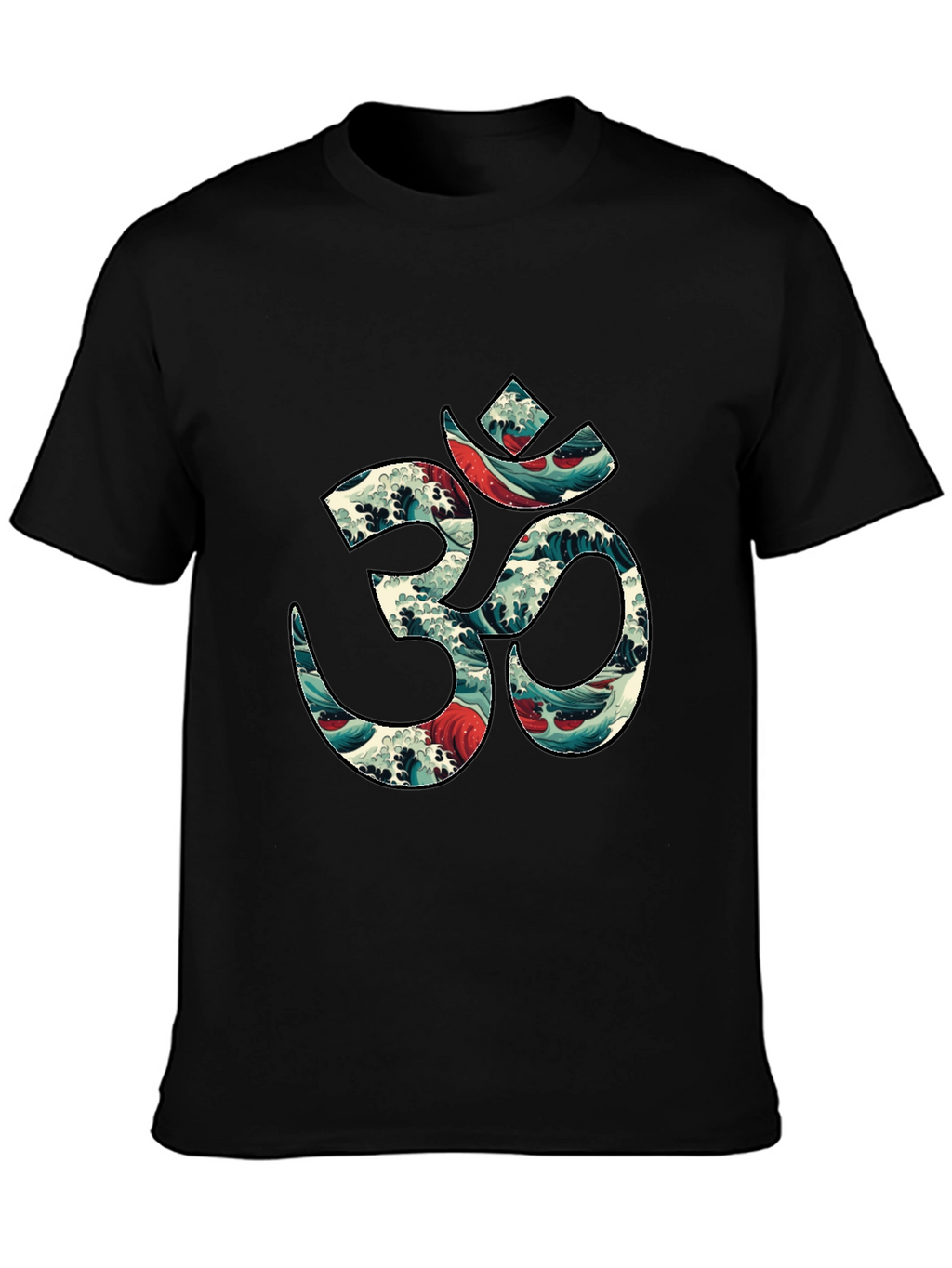 Om Wave Art Graphic Tee - Stylish Black T-Shirt