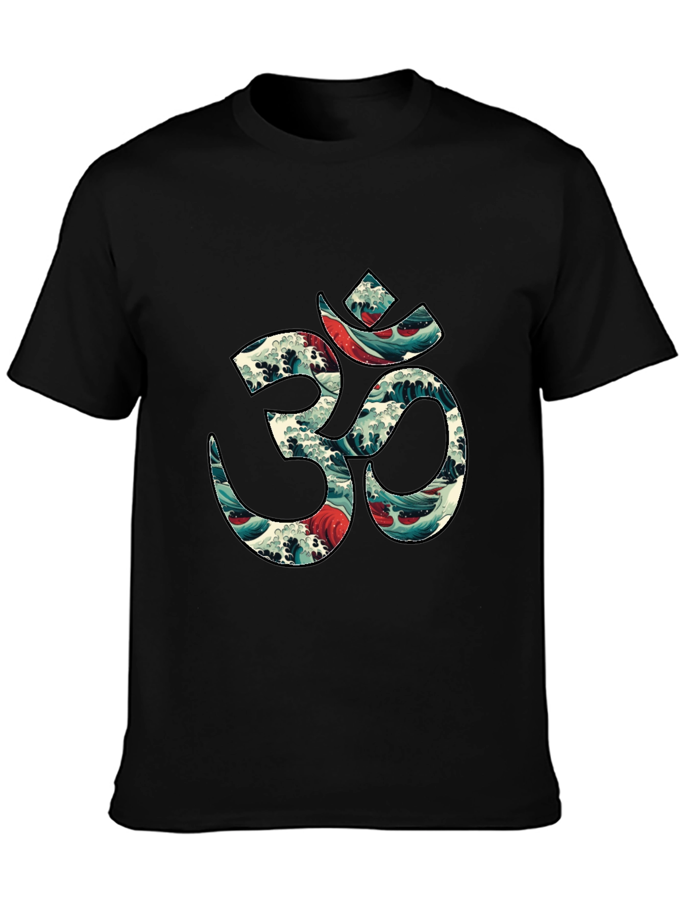 Om Wave Art Graphic Tee - Stylish Black T-Shirt