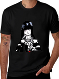 Anime Girl Graphic Tee - Black