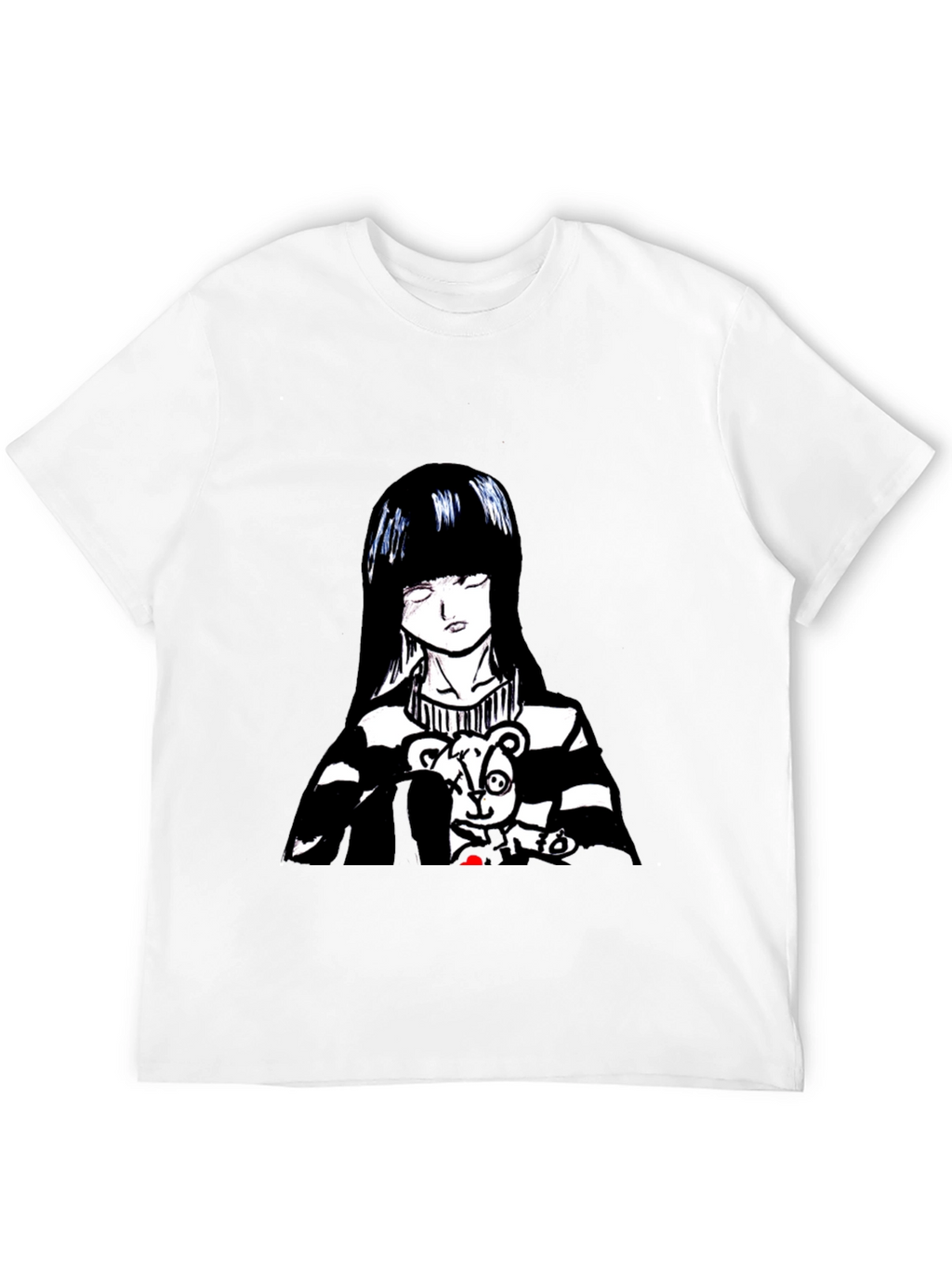 Anime Girl Graphic Tee - Black