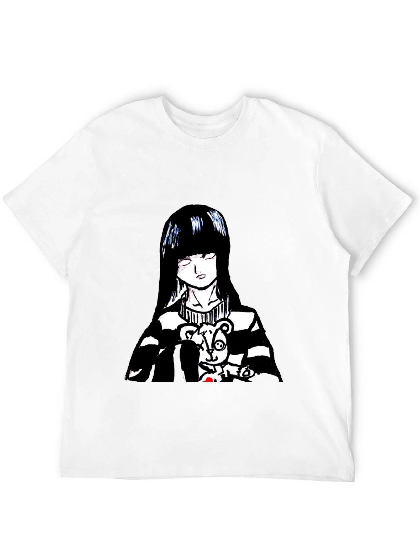 Anime Girl Graphic Tee - Black