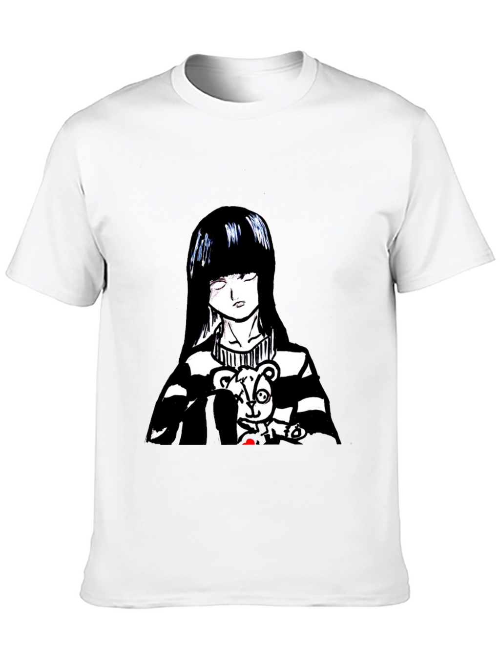 Anime Girl Graphic Tee - Black