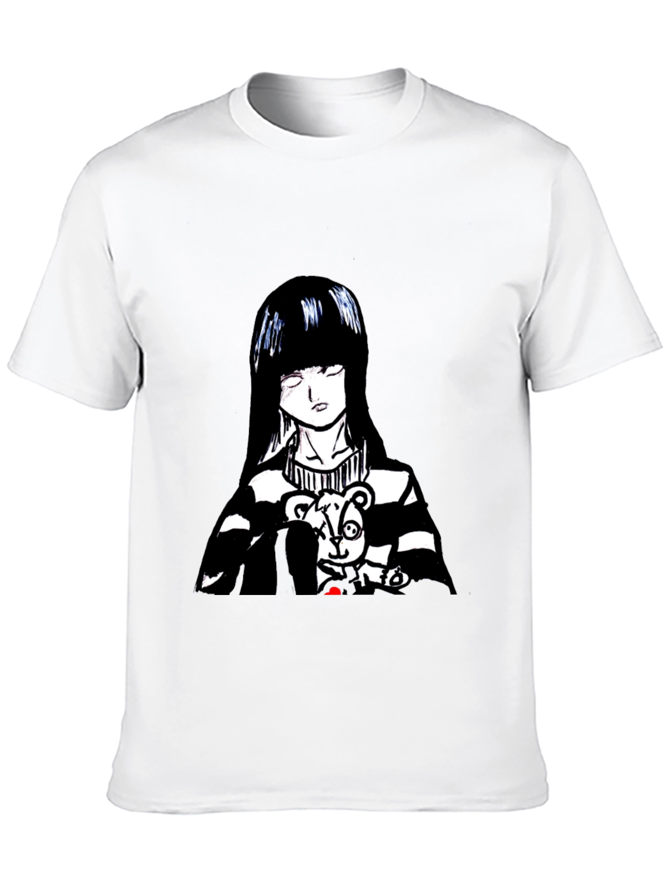Anime Girl Graphic Tee - Black