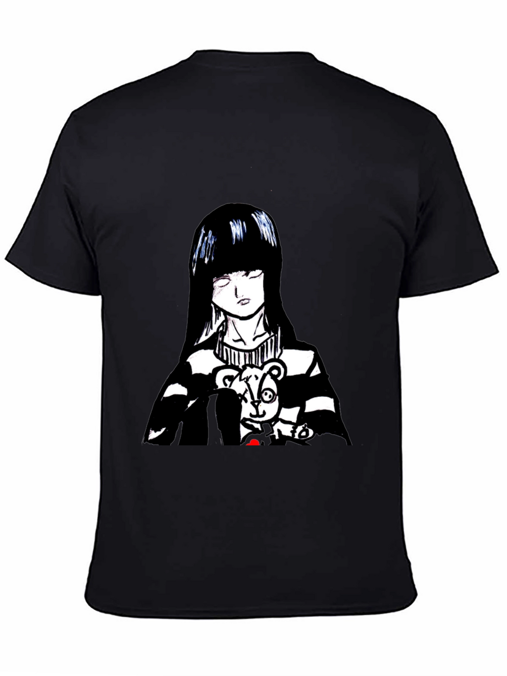 Anime Girl Graphic Tee - Black