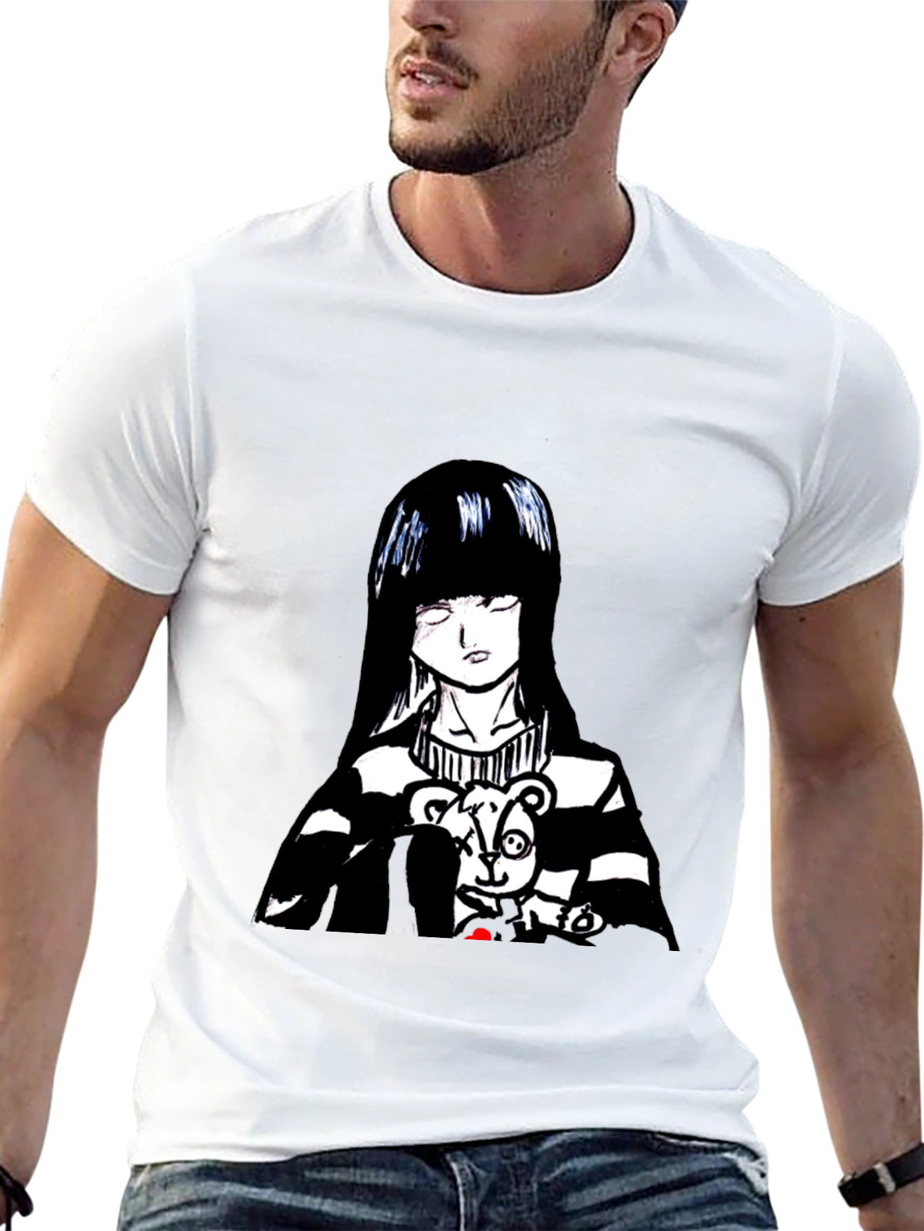Anime Girl Graphic Tee - Black
