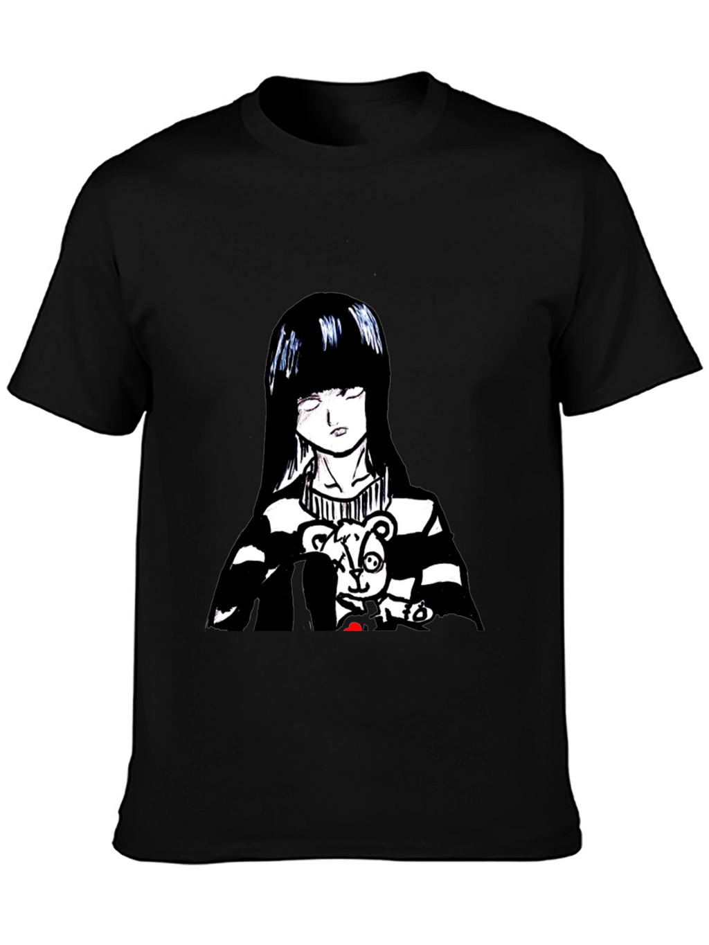 Anime Girl Graphic Tee - Black
