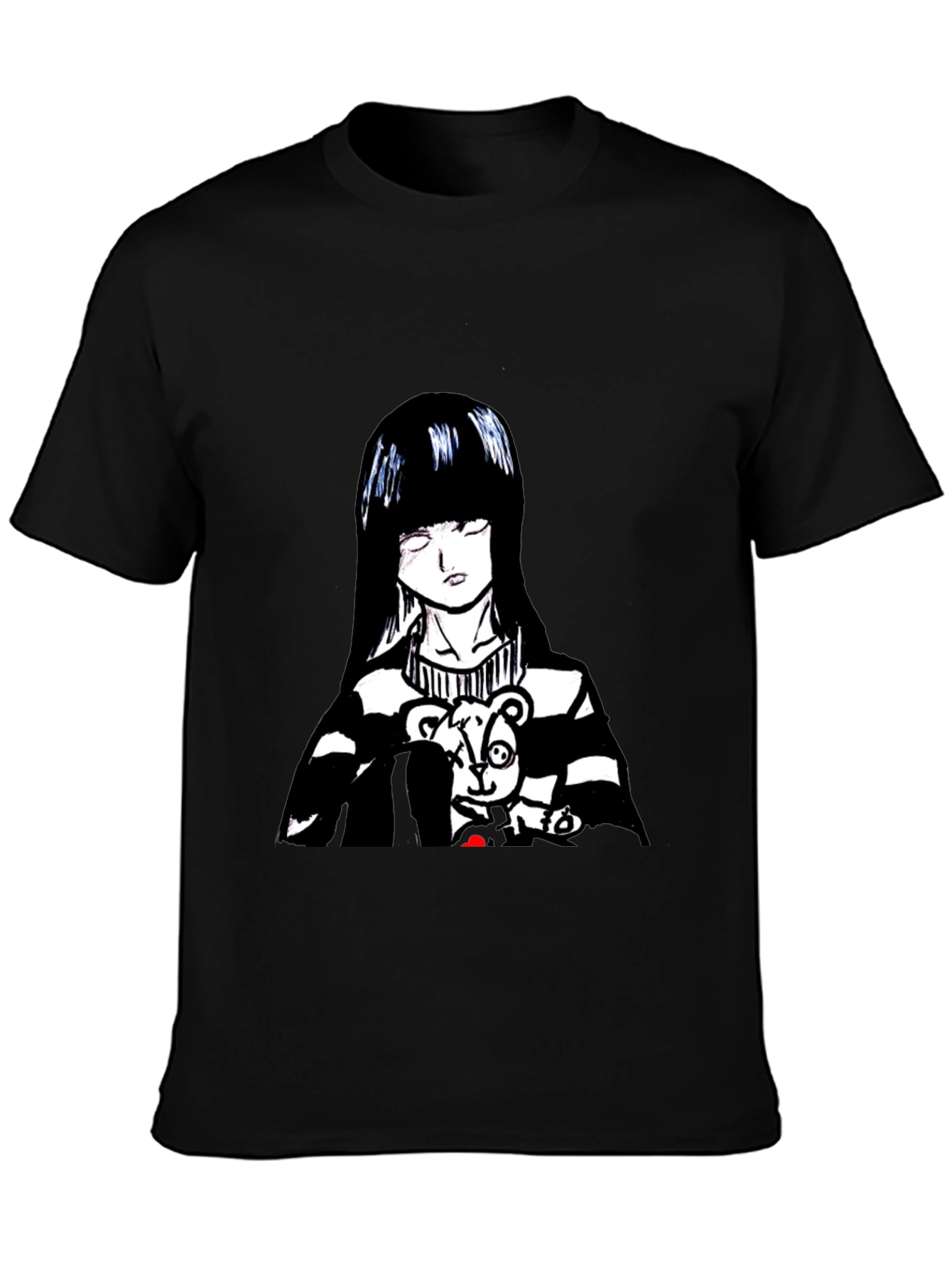 Anime Girl Graphic Tee - Black