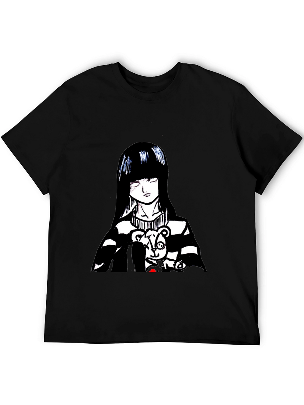 Anime Girl Graphic Tee - Black