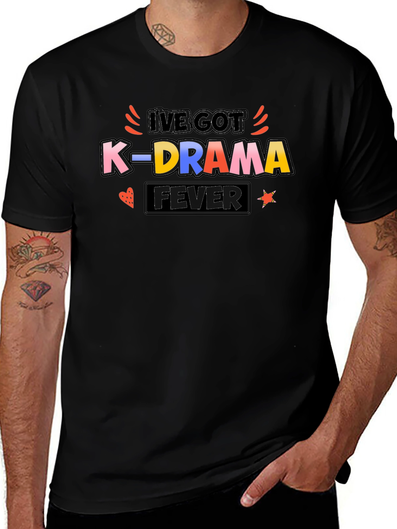 K-Drama Fever Graphic T-Shirt - Black