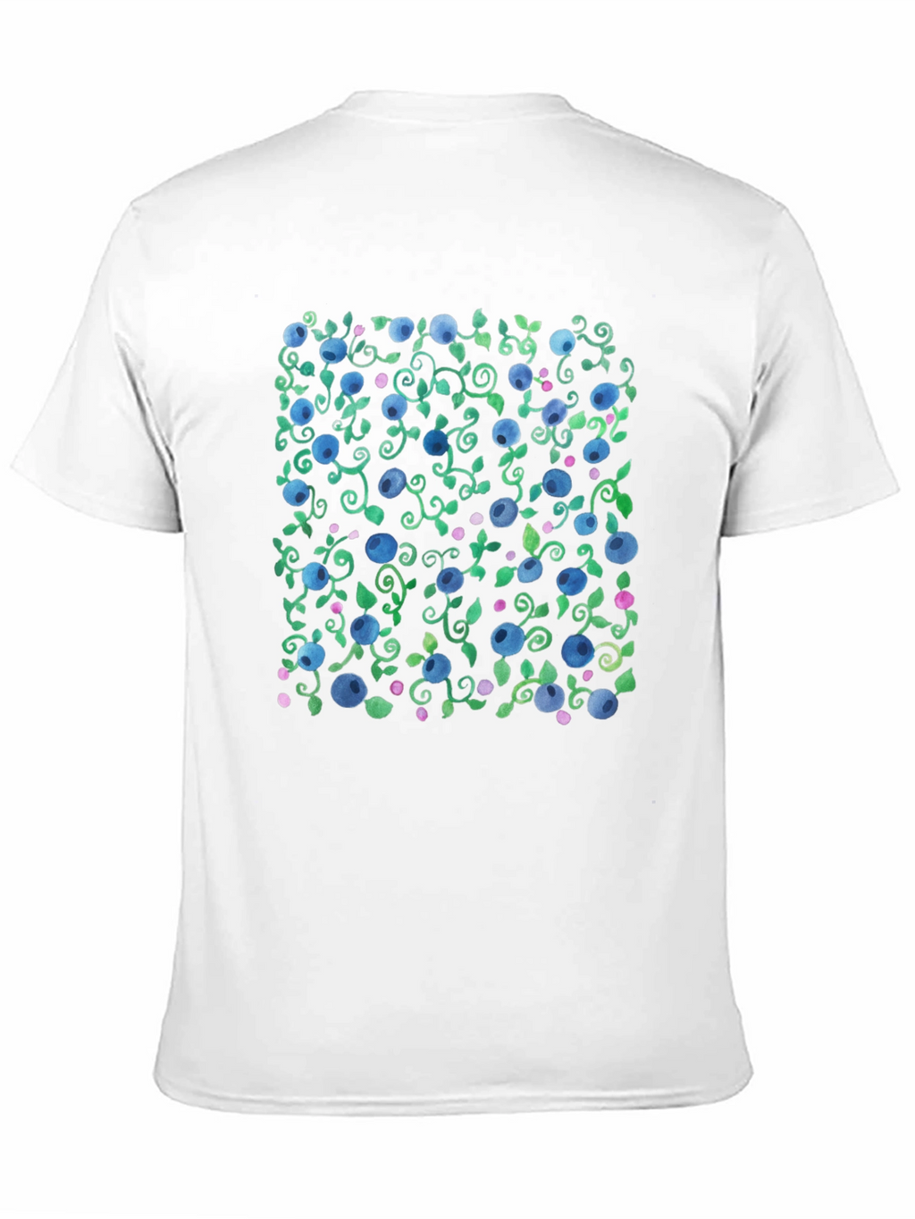 Blueberry Vine Print Crew Neck T-Shirt