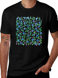 Blueberry Vine Print Crew Neck T-Shirt