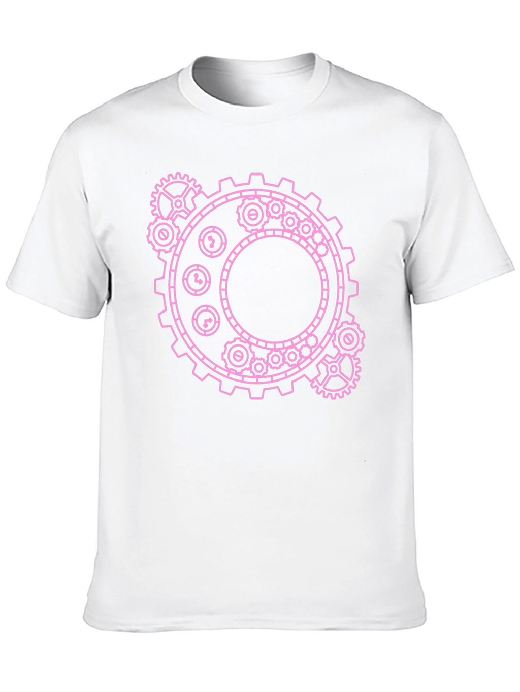 Steampunk Gear Graphic Tee - Pink on Black