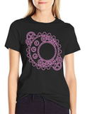 Steampunk Gear Graphic Tee - Pink on Black