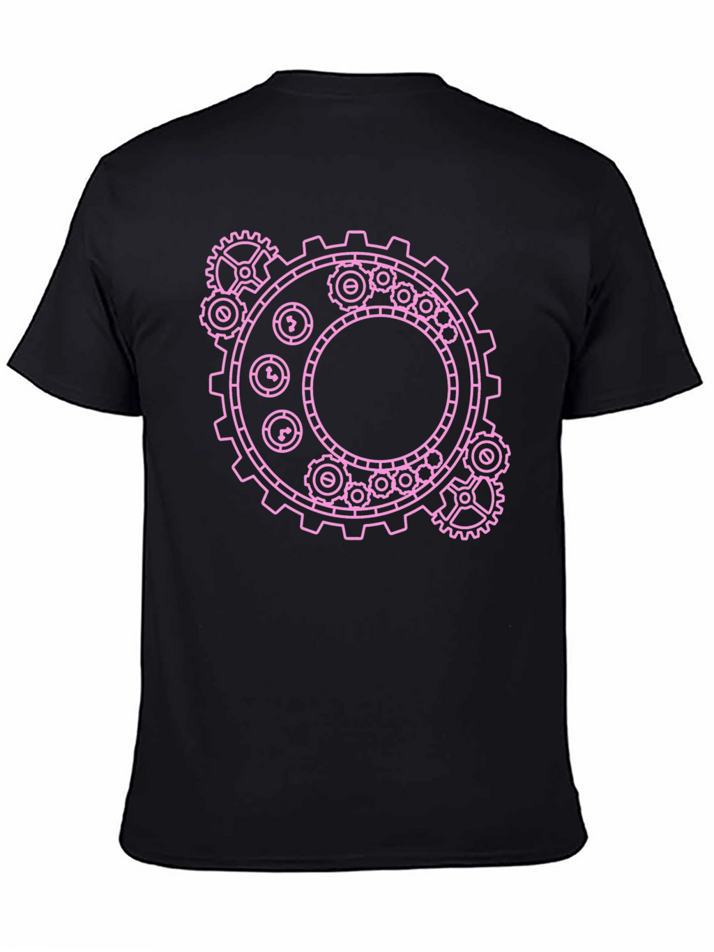 Steampunk Gear Graphic Tee - Pink on Black