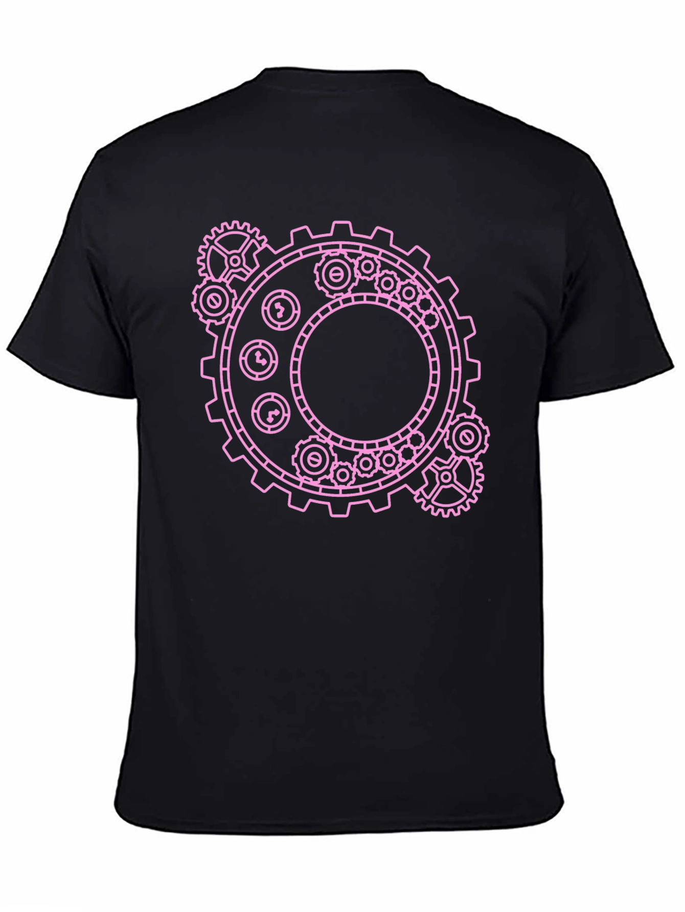 Steampunk Gear Graphic Tee - Pink on Black