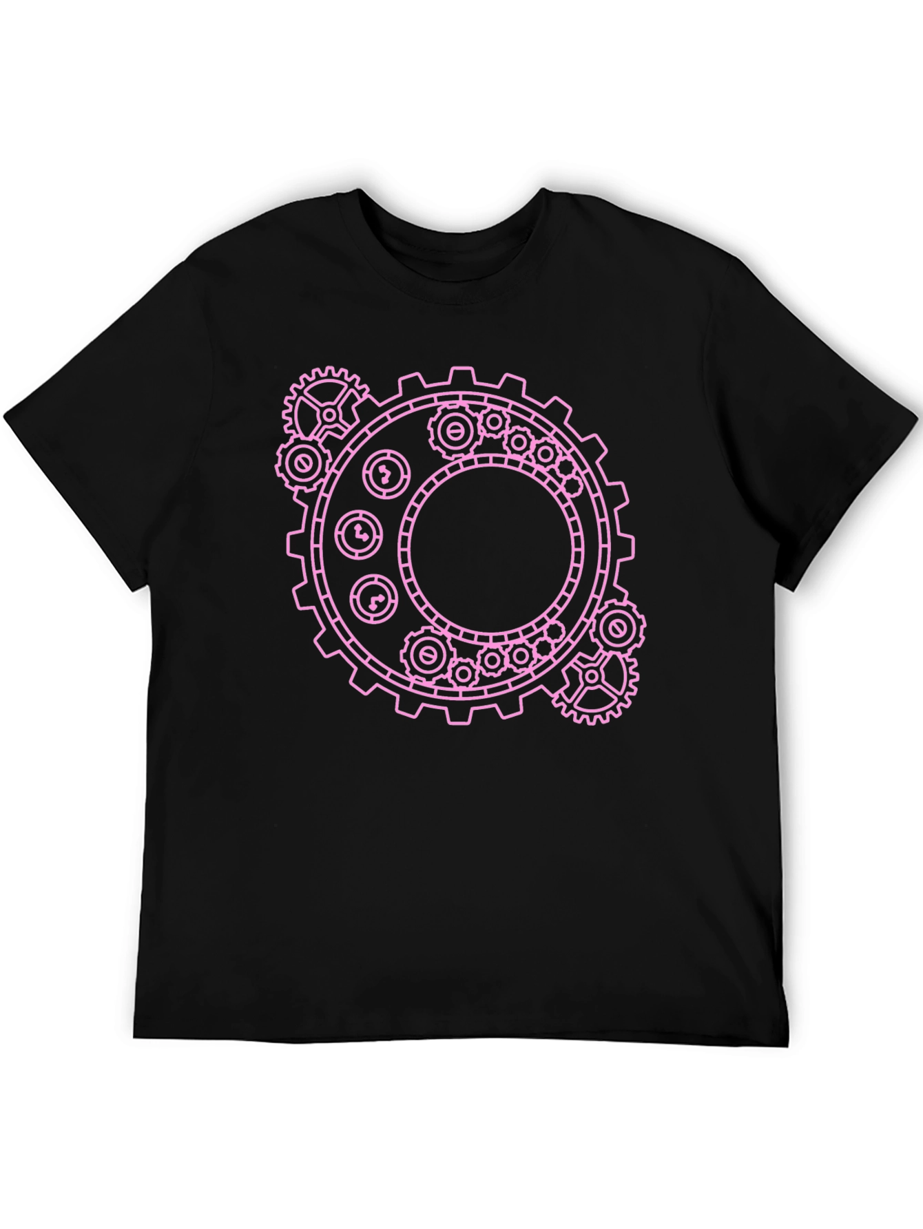 Steampunk Gear Graphic Tee - Pink on Black