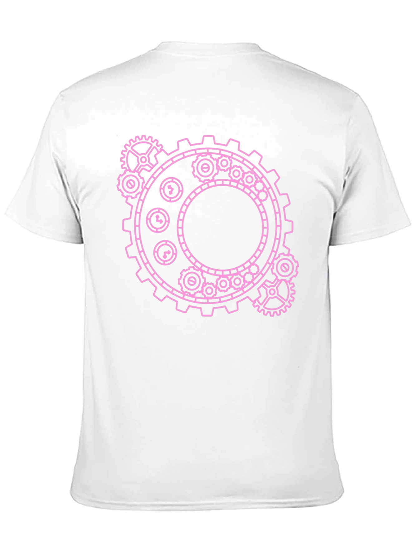 Steampunk Gear Graphic Tee - Pink on Black