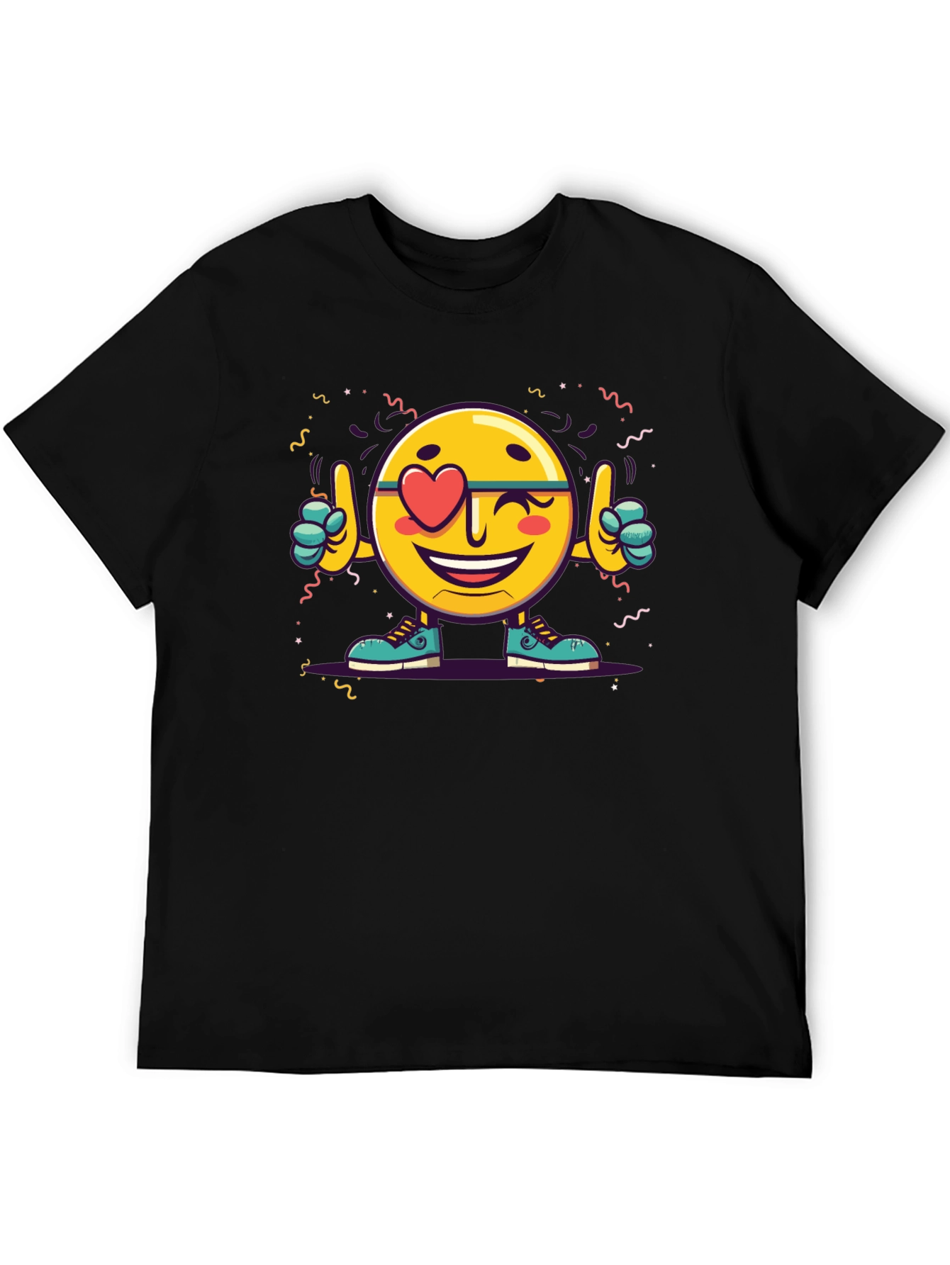Emoji Love Heart Wink Graphic Tee - Black