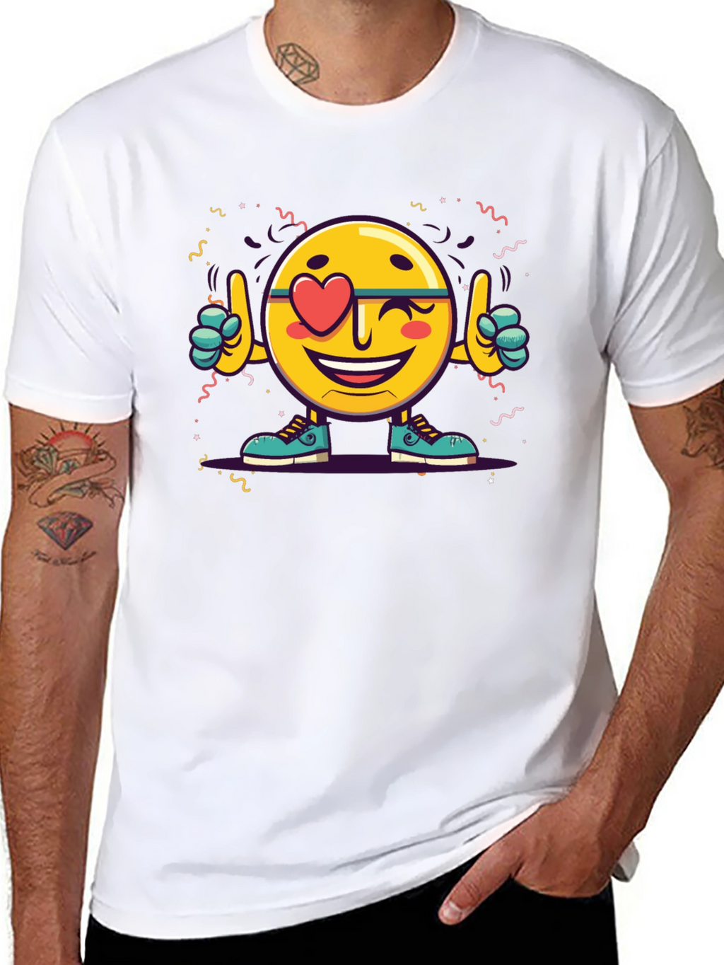 Emoji Love Heart Wink Graphic Tee - Black