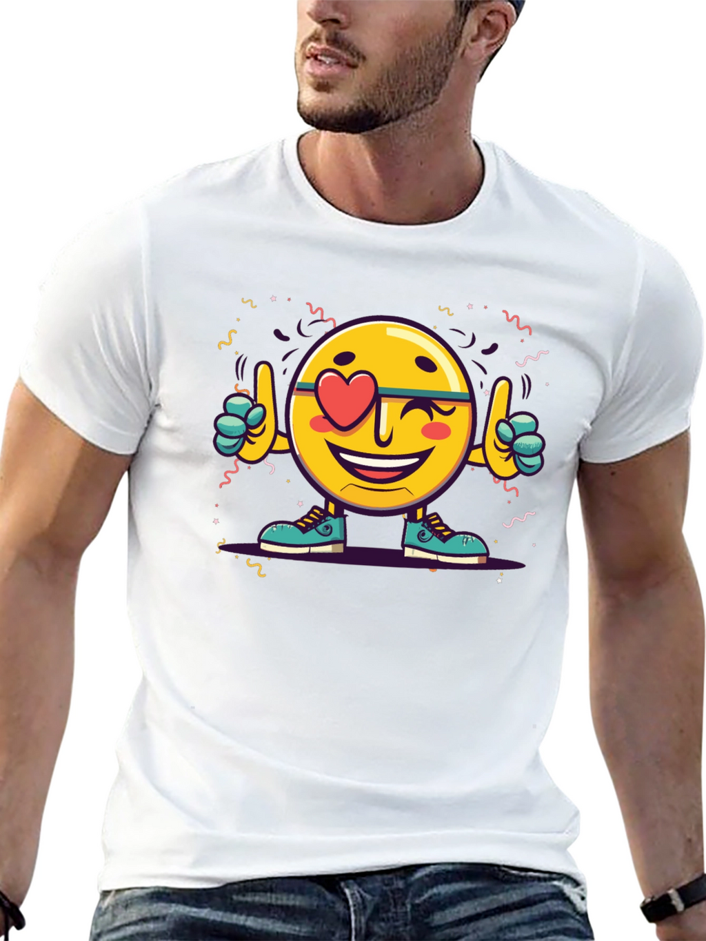 Emoji Love Heart Wink Graphic Tee - Black