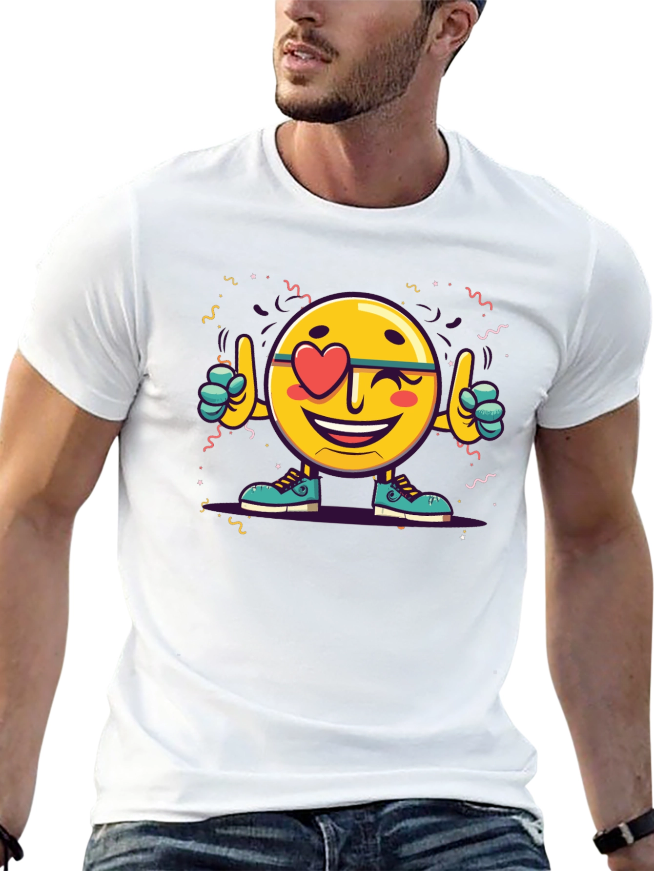 Emoji Love Heart Wink Graphic Tee - Black