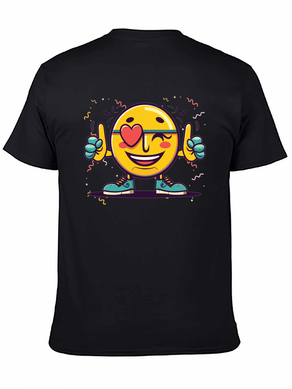 Emoji Love Heart Wink Graphic Tee - Black