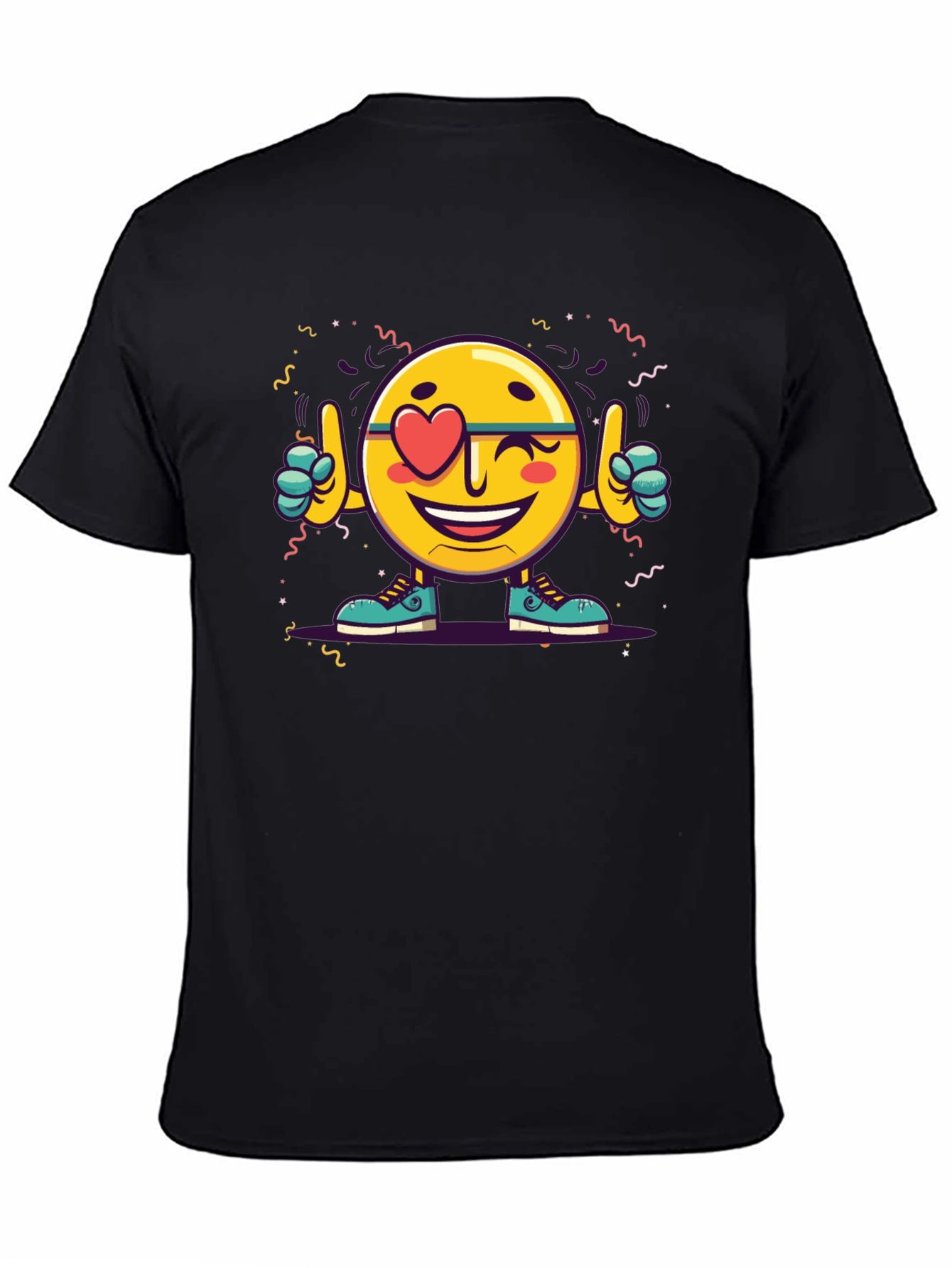 Emoji Love Heart Wink Graphic Tee - Black