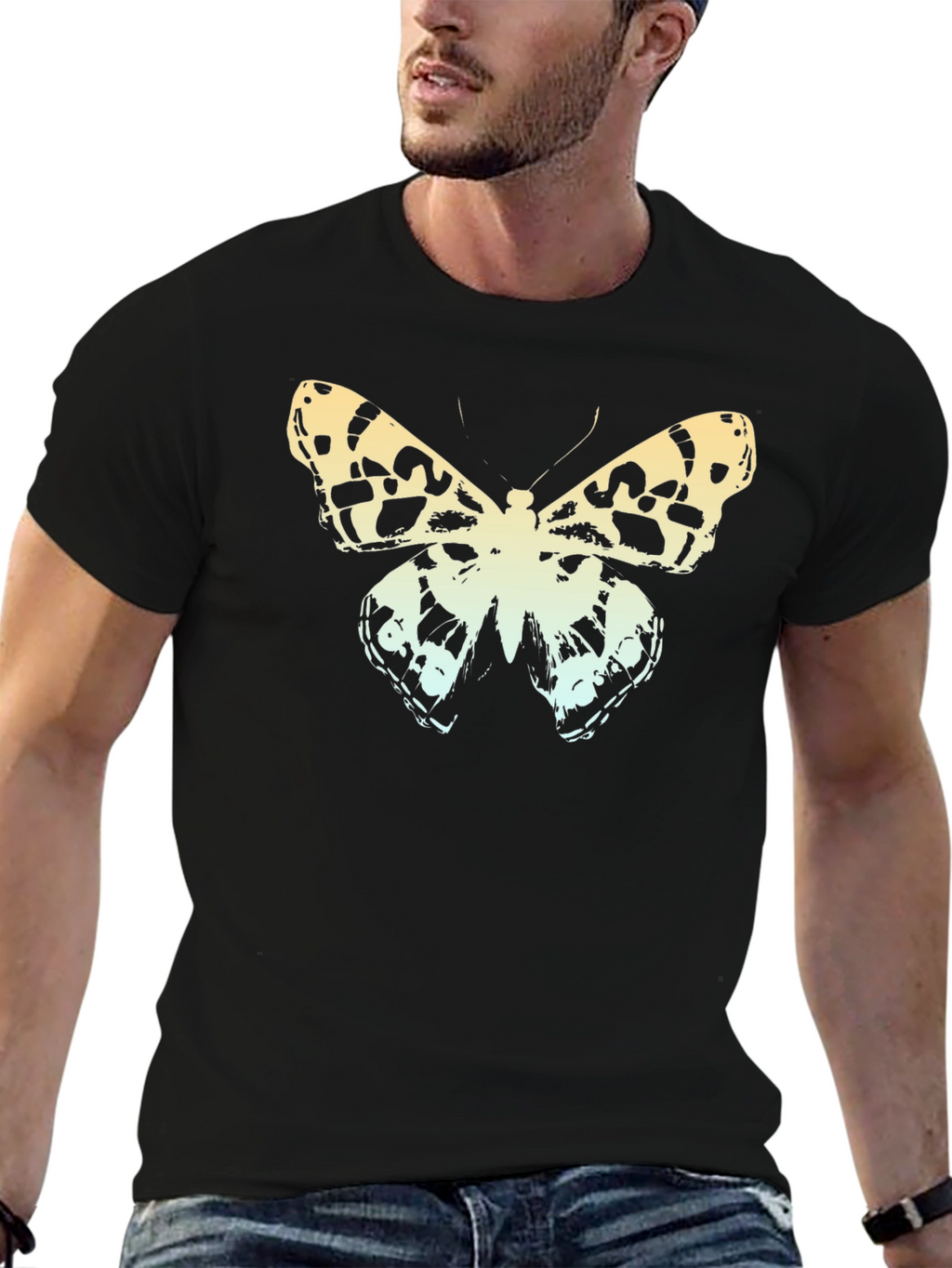 Butterfly Graphic Print Crew Neck Tee