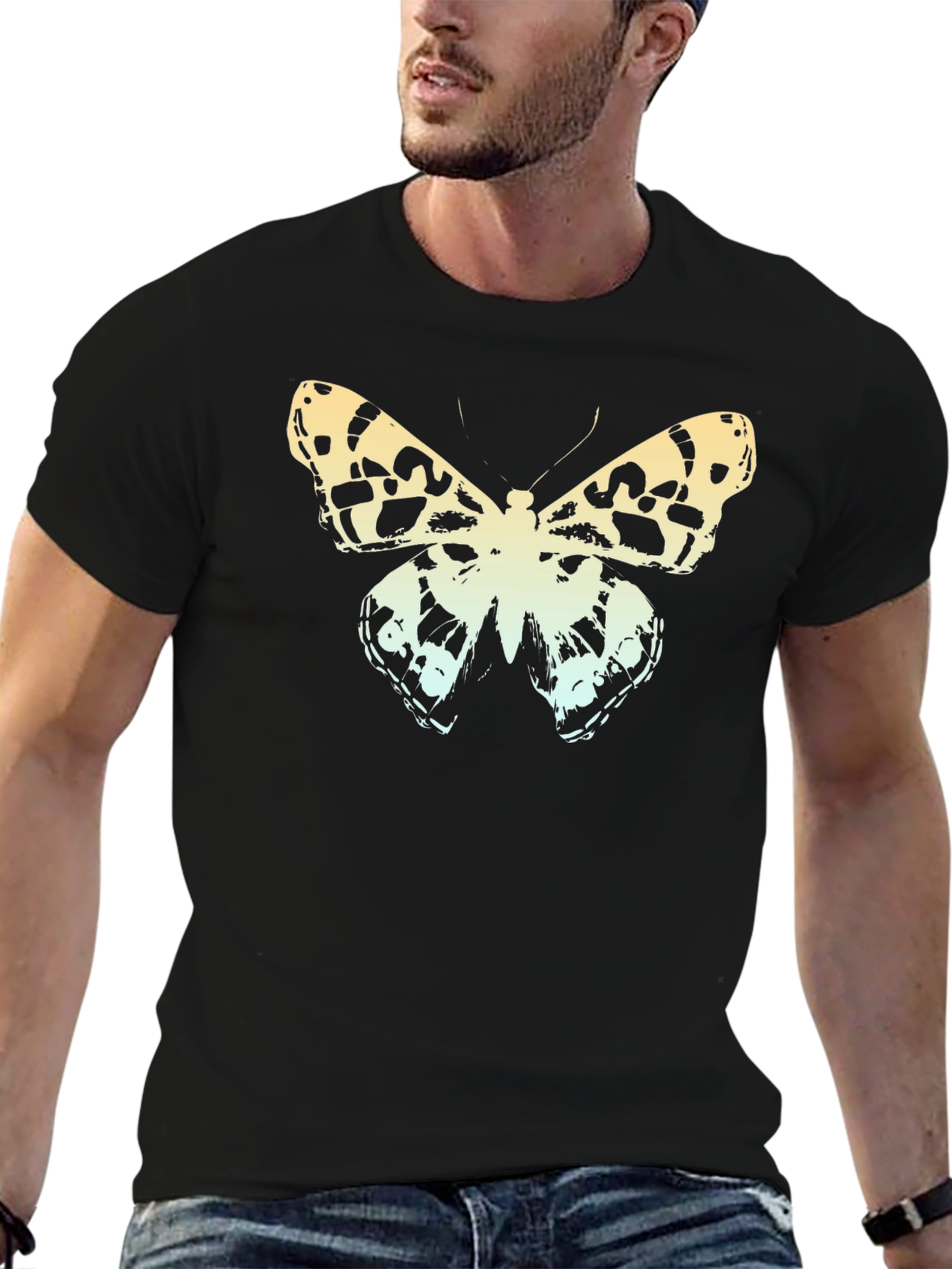 Butterfly Graphic Print Crew Neck Tee