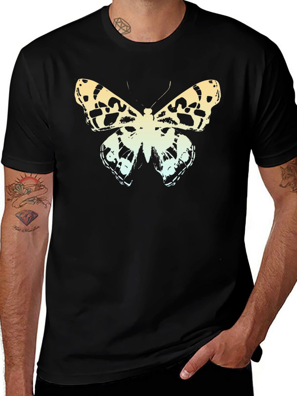 Butterfly Graphic Print Crew Neck Tee