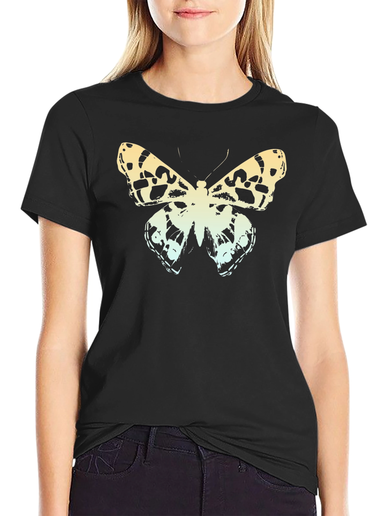Butterfly Graphic Print Crew Neck Tee