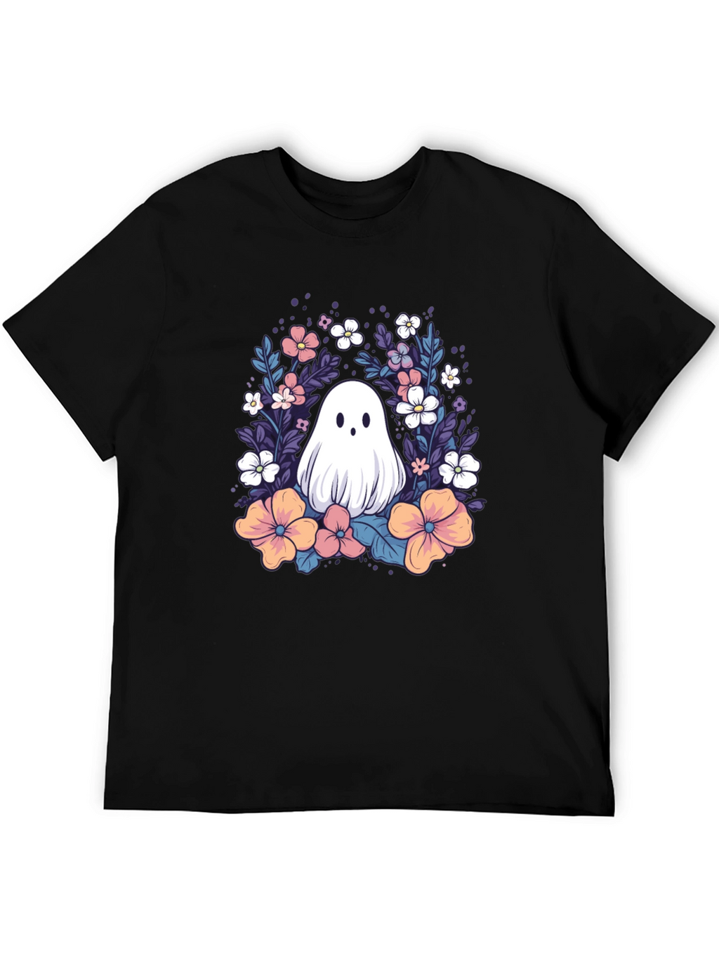 Floral Ghost Graphic Tee - Cute Halloween Shirt
