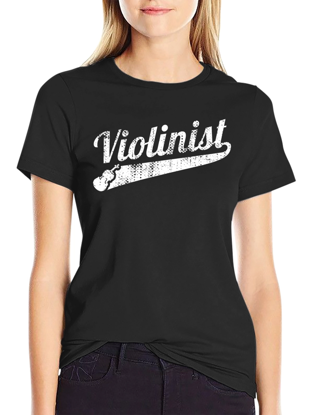 Violinist Graphic T-Shirt - Black Crew Neck Tee