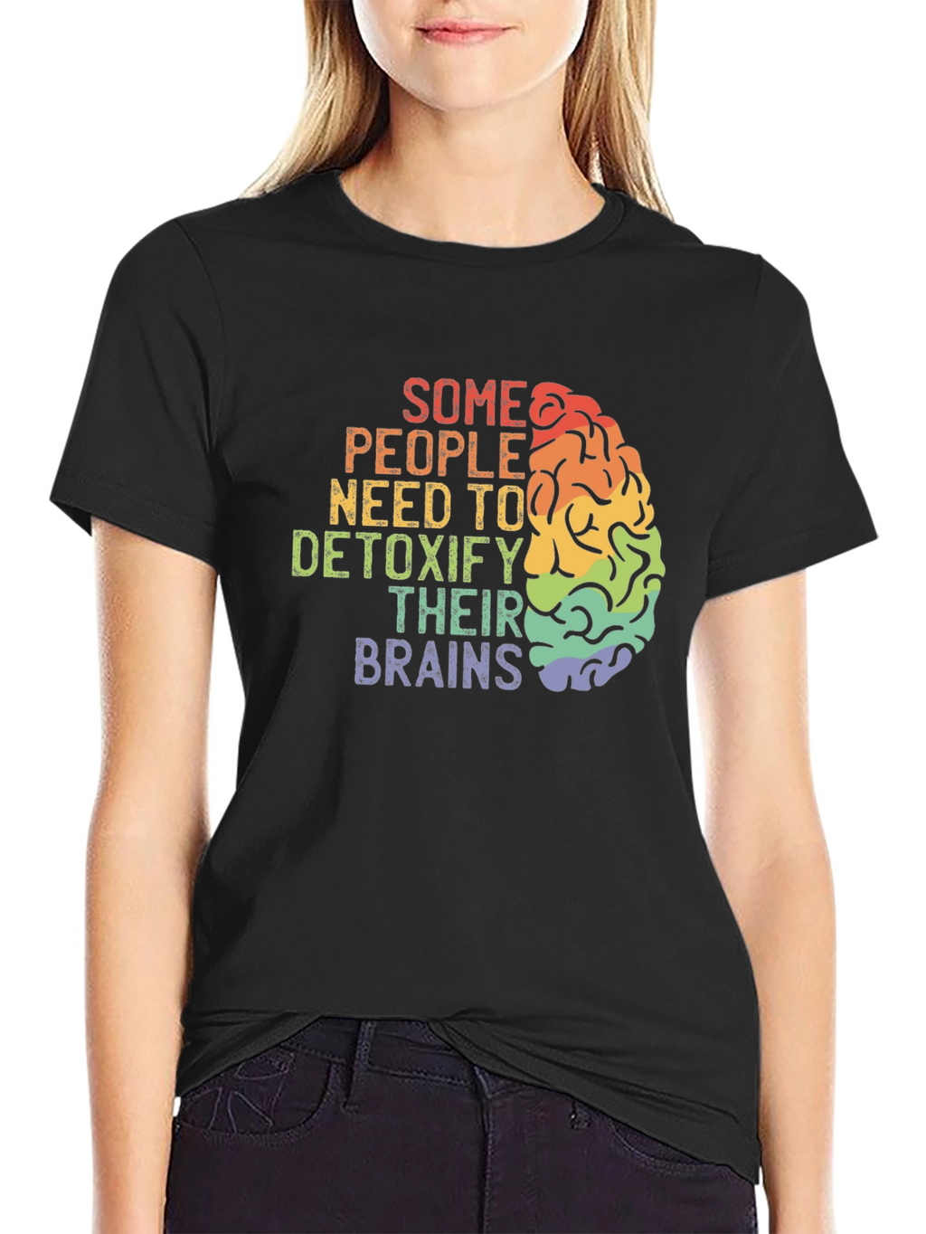 Detoxify Brains Tee - Rainbow Brain Graphic T-Shirt