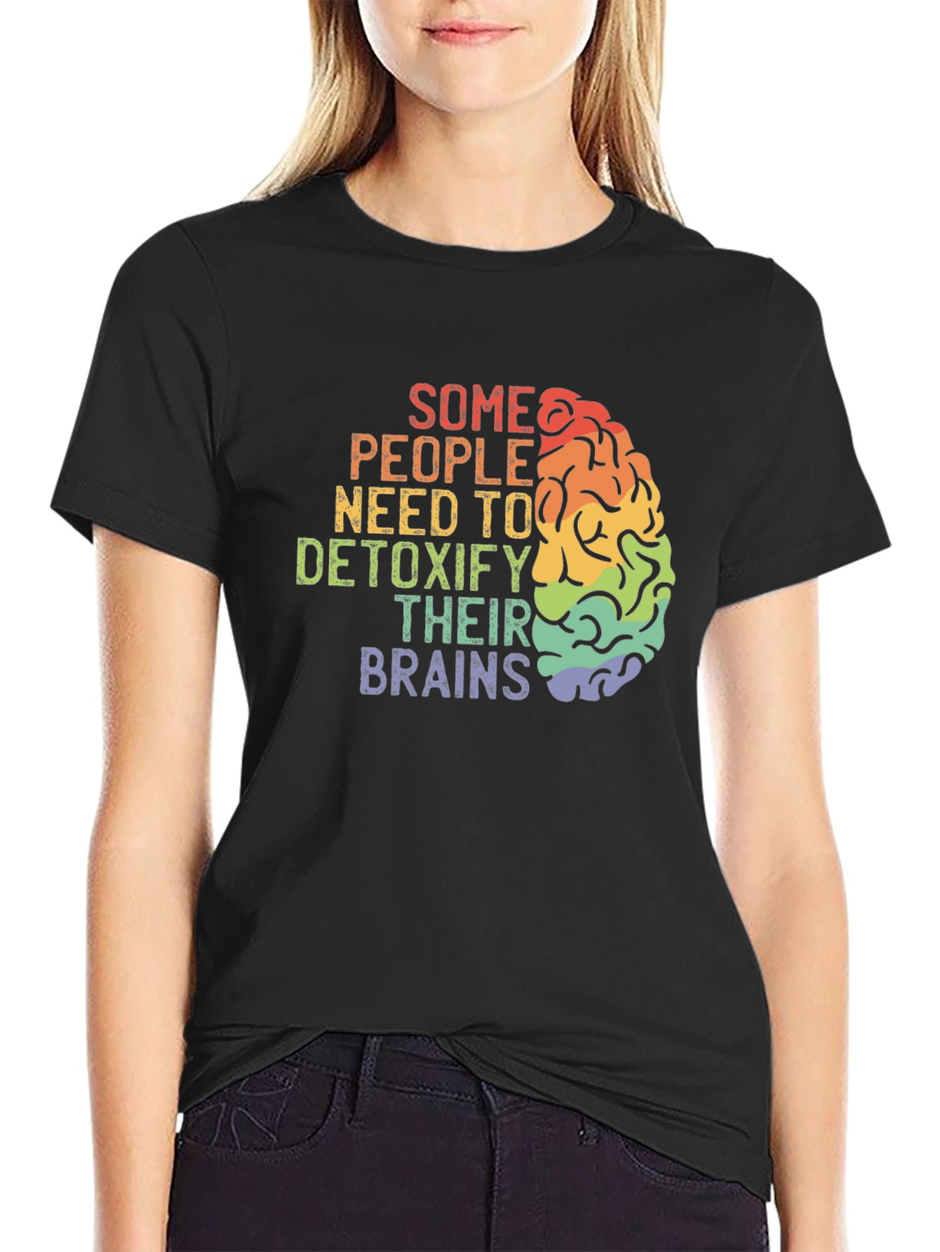 Detoxify Brains Tee - Rainbow Brain Graphic T-Shirt