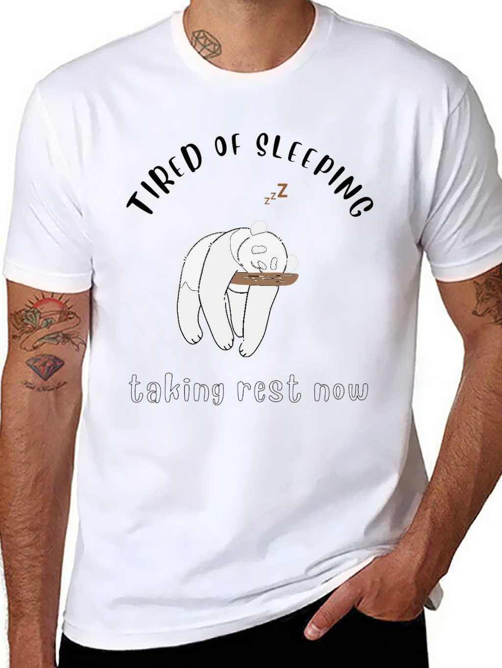 Tired Panda Graphic Tee - Mens Black T-Shirt