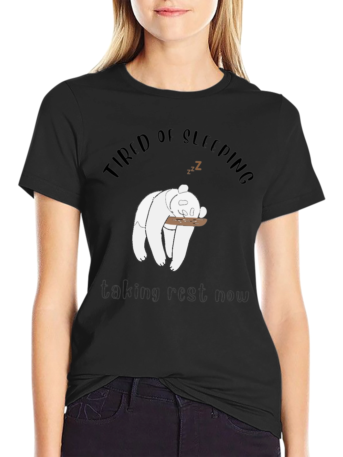 Tired Panda Graphic Tee - Mens Black T-Shirt