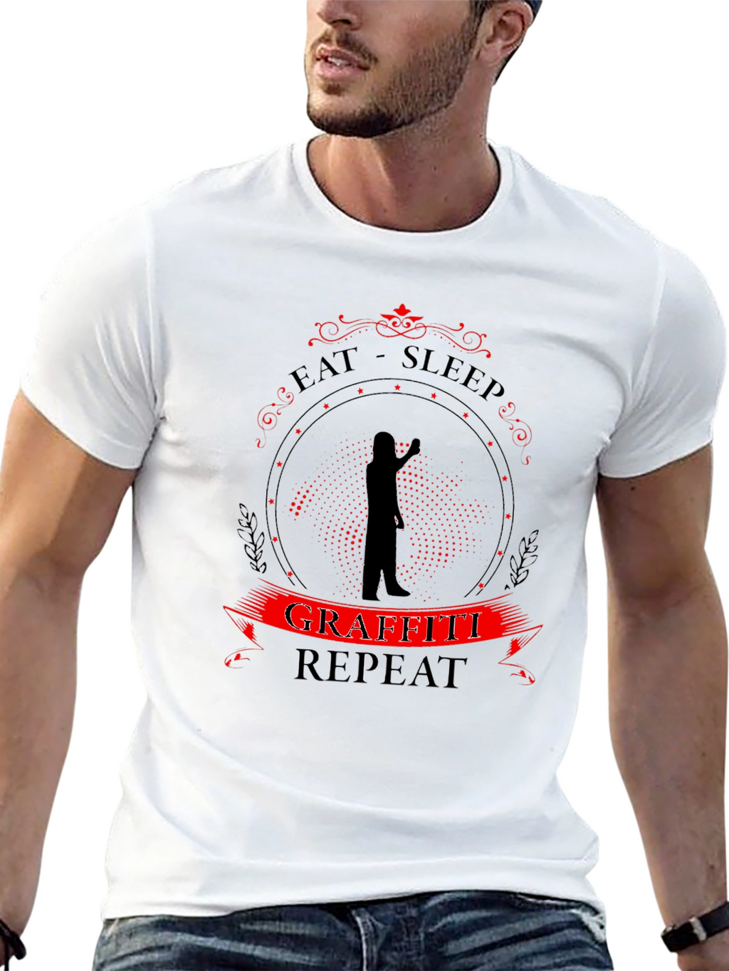 Eat Sleep Graffiti Repeat Black T-Shirt